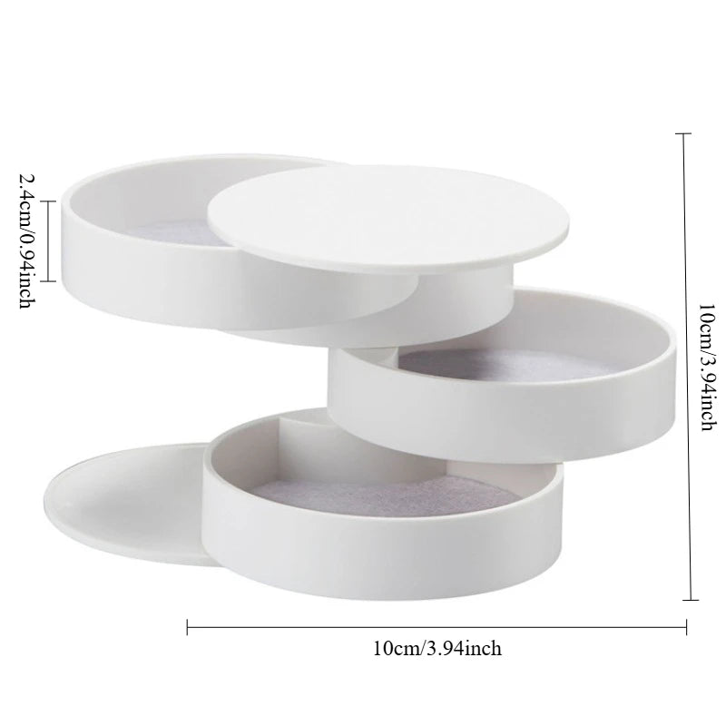 Multi-Layer Velvet Lined Rotating Jewelry Organizer Box for Earrings Necklaces Rings Desktop Anti-Dust Makeup Holder Storage