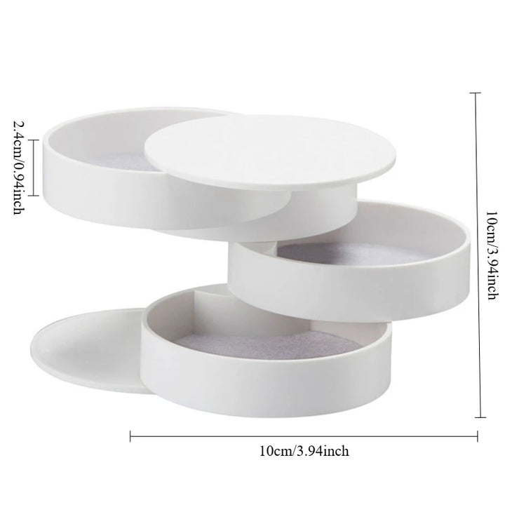 Multi-Layer Velvet Lined Rotating Jewelry Organizer Box for Earrings Necklaces Rings Desktop Anti-Dust Makeup Holder Storage