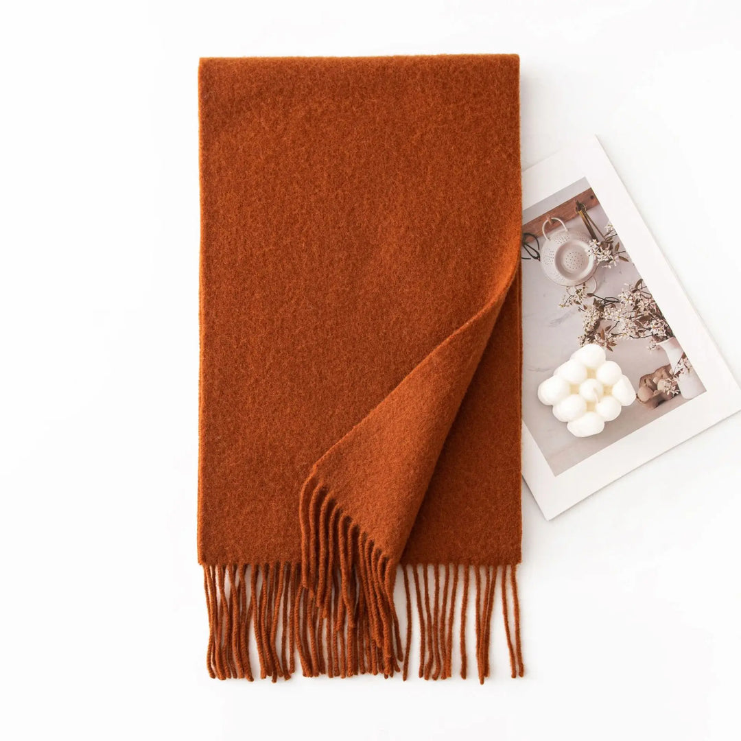 Ladies 100% Pure Wool Scarf Versatile Simple Design Warm Solid Color Shawl for Autumn Winter Commute