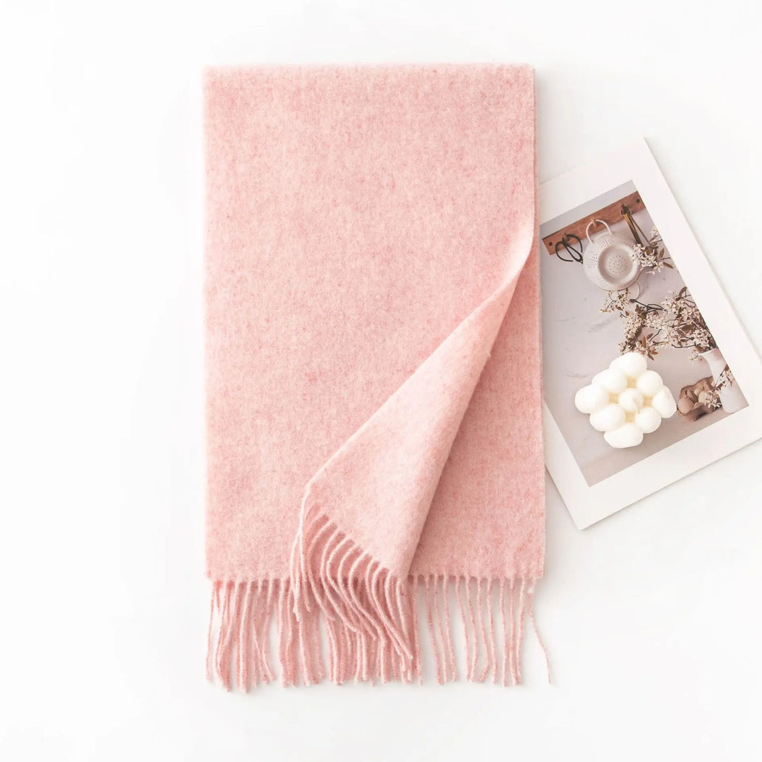 Ladies 100% Pure Wool Scarf Versatile Simple Design Warm Solid Color Shawl for Autumn Winter Commute