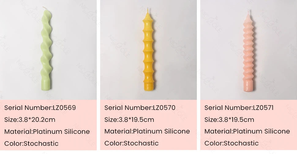 Twisted Spiral Taper Candle Mold Silicone Non-Stick Flexible DIY Aromatic Handmade Candle Making Supplies Room Decor