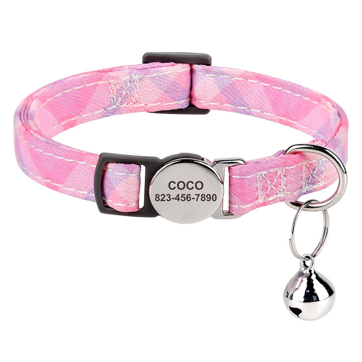 Personalized Cat Collar – Adjustable with Bell & Engraved ID Tag