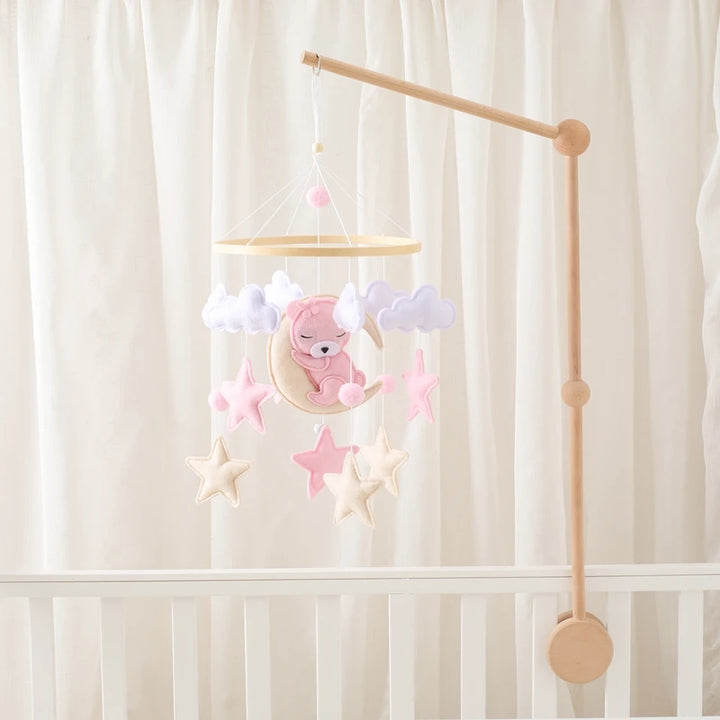 Cartoon Bear Crib Mobile – Soft Felt Music Bell for Newborns