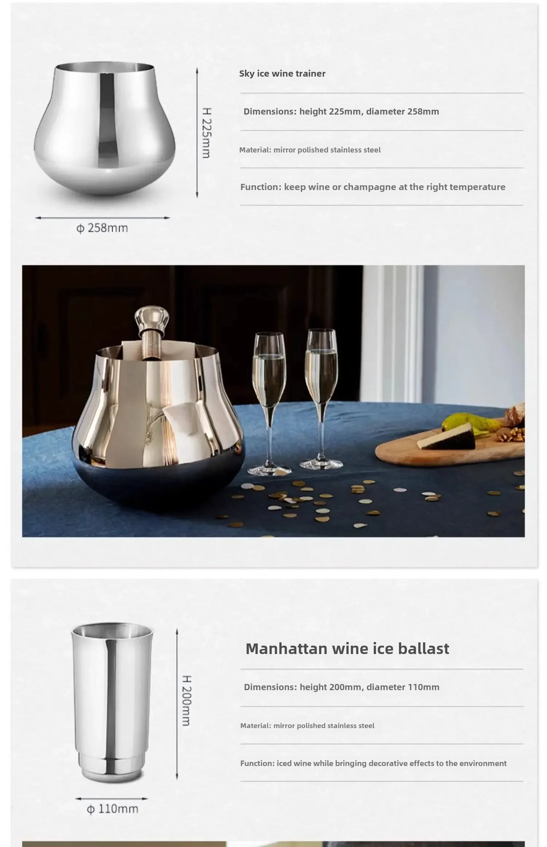 Stainless steel ice bucket