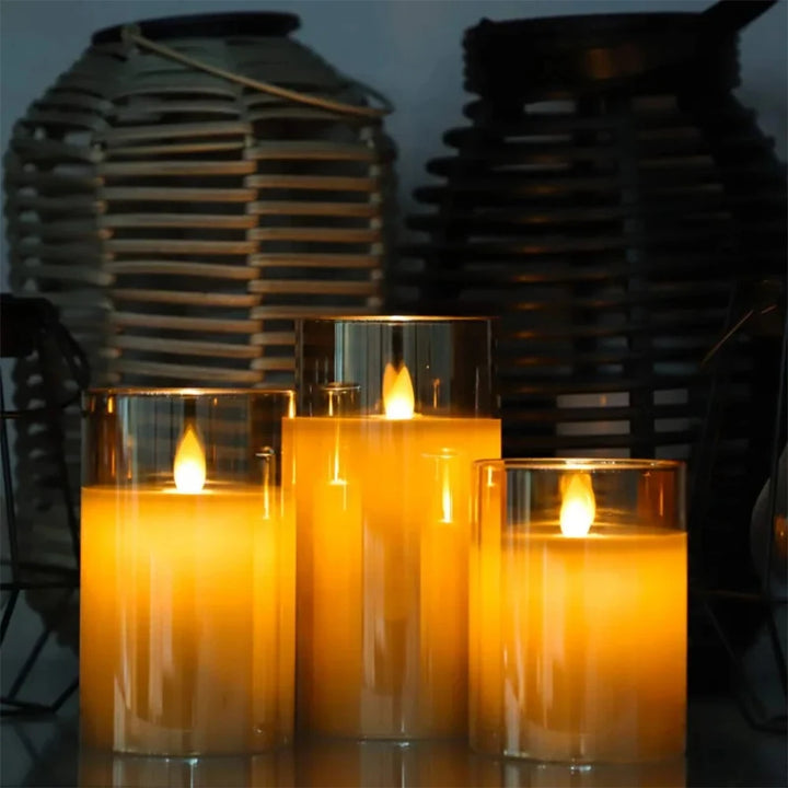 LED Acrylic Candle Set – Remote-Controlled Flameless Lights with Timer for Christmas & Weddings