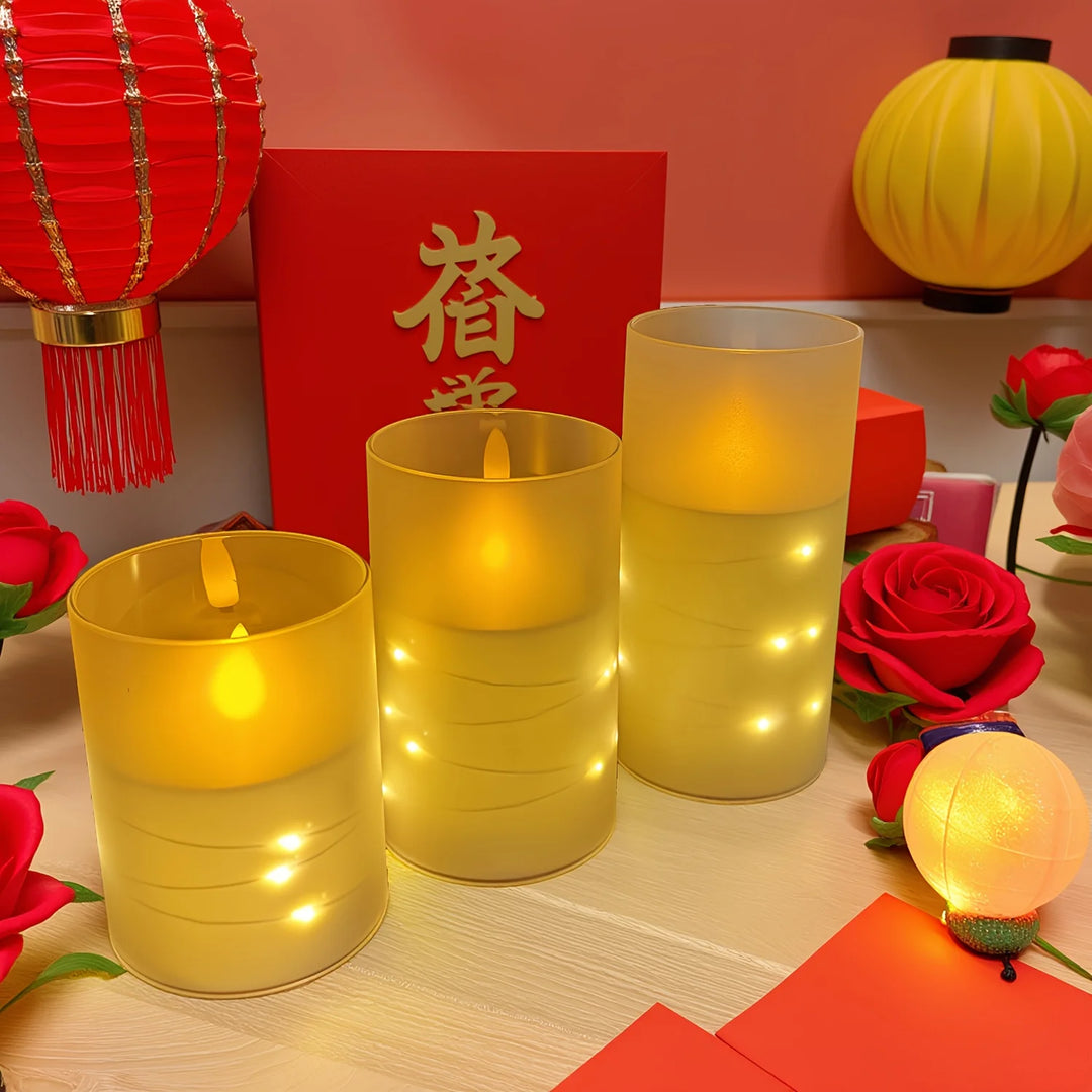 LED Acrylic Candle Set – Remote-Controlled Flameless Lights with Timer for Christmas & Weddings