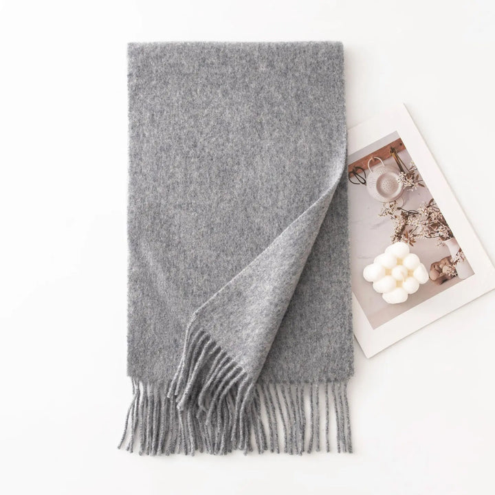 Ladies 100% Pure Wool Scarf Versatile Simple Design Warm Solid Color Shawl for Autumn Winter Commute