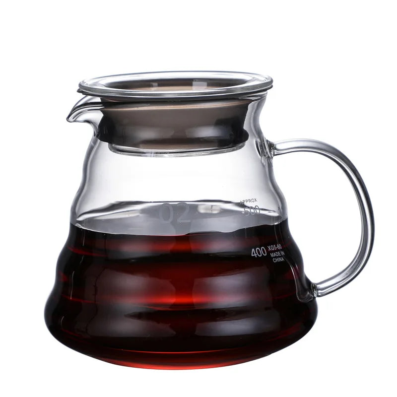 Heat Resistant Clear Glass Coffee Pot 360/600/800ml with Lid Pour over Espresso Maker Sharing Kettle Espresso Maker Accessories