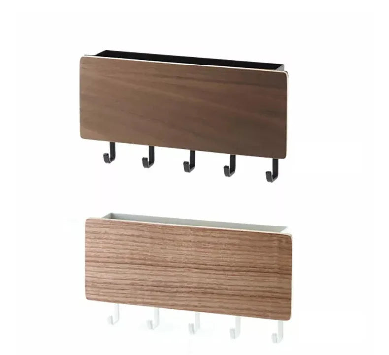 Rustic Wood Wall Key Holder with 5 Hooks Farmhouse Style Floating Shelf Home Decor Organizing Storage Solution