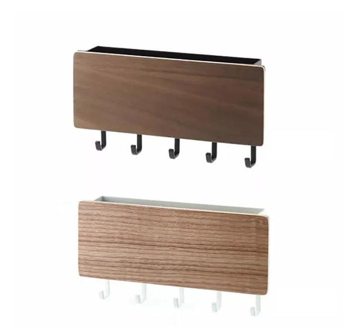 Rustic Wood Wall Key Holder with 5 Hooks Farmhouse Style Floating Shelf Home Decor Organizing Storage Solution