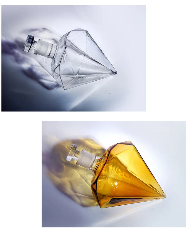 Diamond wine bottle set with wooden base