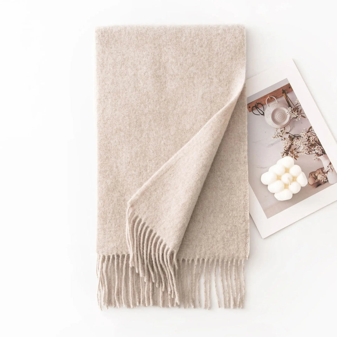 Ladies 100% Pure Wool Scarf Versatile Simple Design Warm Solid Color Shawl for Autumn Winter Commute