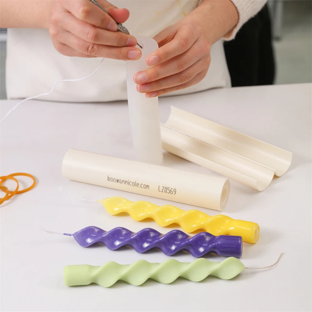 Twisted Spiral Taper Candle Mold Silicone Non-Stick Flexible DIY Aromatic Handmade Candle Making Supplies Room Decor