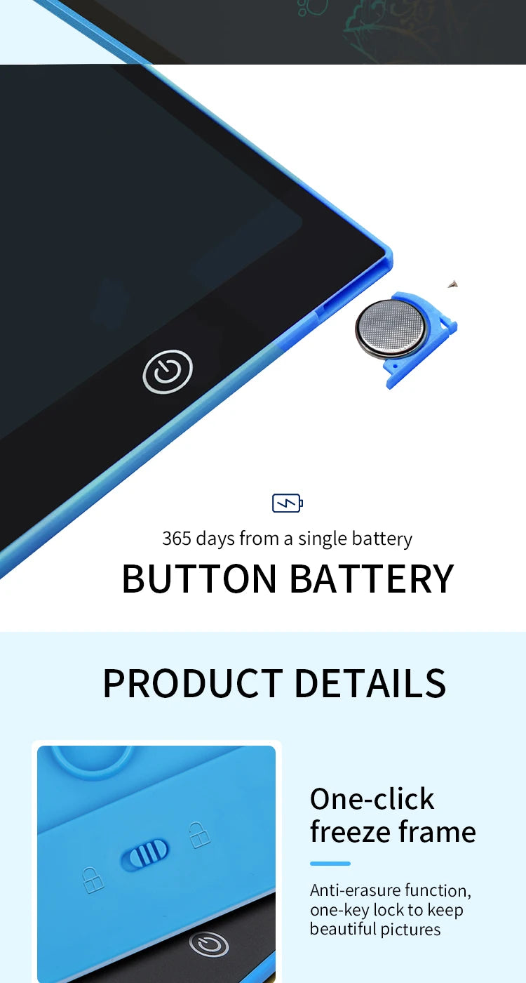 6.5/8.5/10/12 Inch LCD Drawing Tablet for Kids, Rechargeable Erasable Board with Pen, Travel Educational Toy Gift for Boys Girls