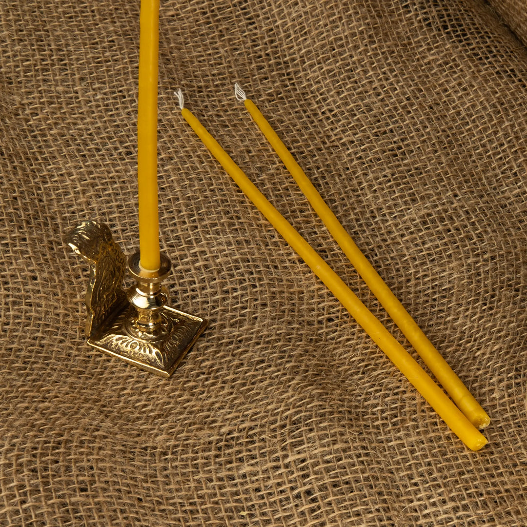 25PCS Natural Beeswax Hanukkah Candles – Thin Tapered, Unscented Honey Wax for Rituals & Celebrations