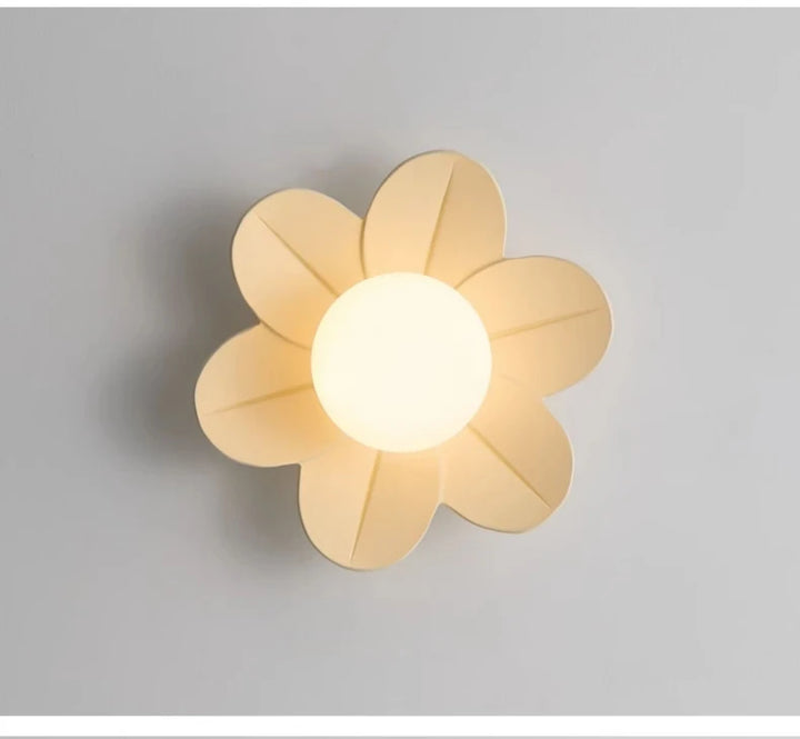 Petal Flower Wall Lamps for Children's Room Princess Bedroom Girl's Bedside Light Romantic LED Glass Flower Design Nursery Lighting