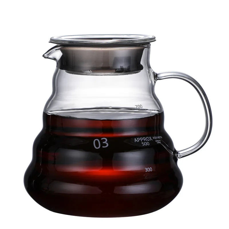 Heat Resistant Clear Glass Coffee Pot 360/600/800ml with Lid Pour over Espresso Maker Sharing Kettle Espresso Maker Accessories