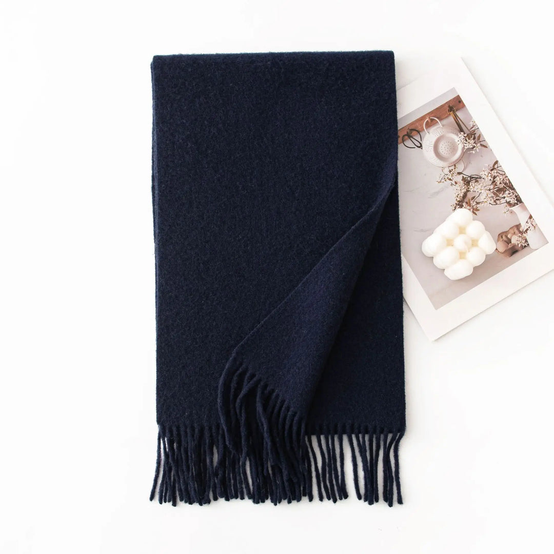 Ladies 100% Pure Wool Scarf Versatile Simple Design Warm Solid Color Shawl for Autumn Winter Commute