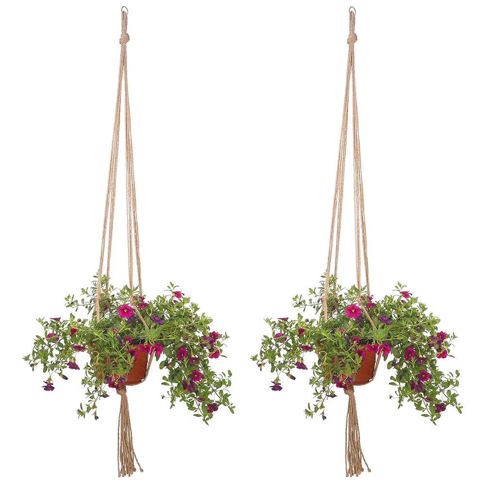 Hand-Woven Cotton Rope Plant Hanger – Indoor & Outdoor Boho Wall Decor