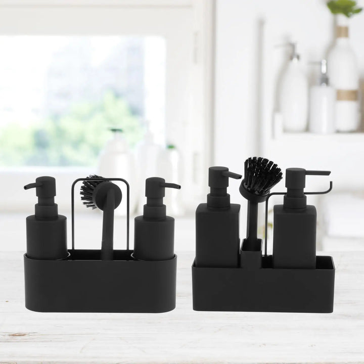 3-in-1 Kitchen Soap Dispenser with Sponge Holder And Brush - Liquid Hand Soap Dispenser for Home Countertop Hotel - ABS Material