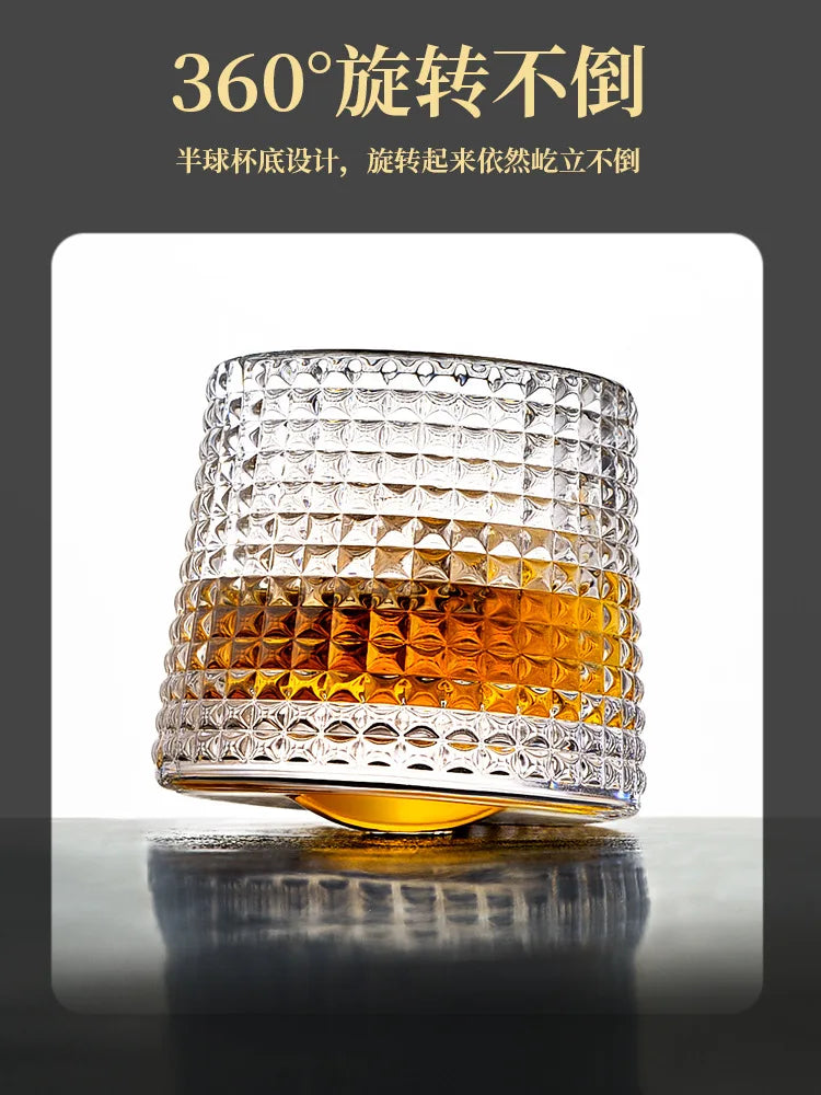 Thickened rotating crystal glass wine glass ins wind Nordic whisky glass creative personality foreign wine tumbler cup