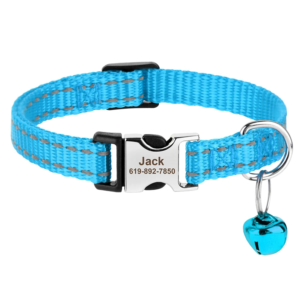 Personalized Cat Collar – Adjustable with Bell & Engraved ID Tag