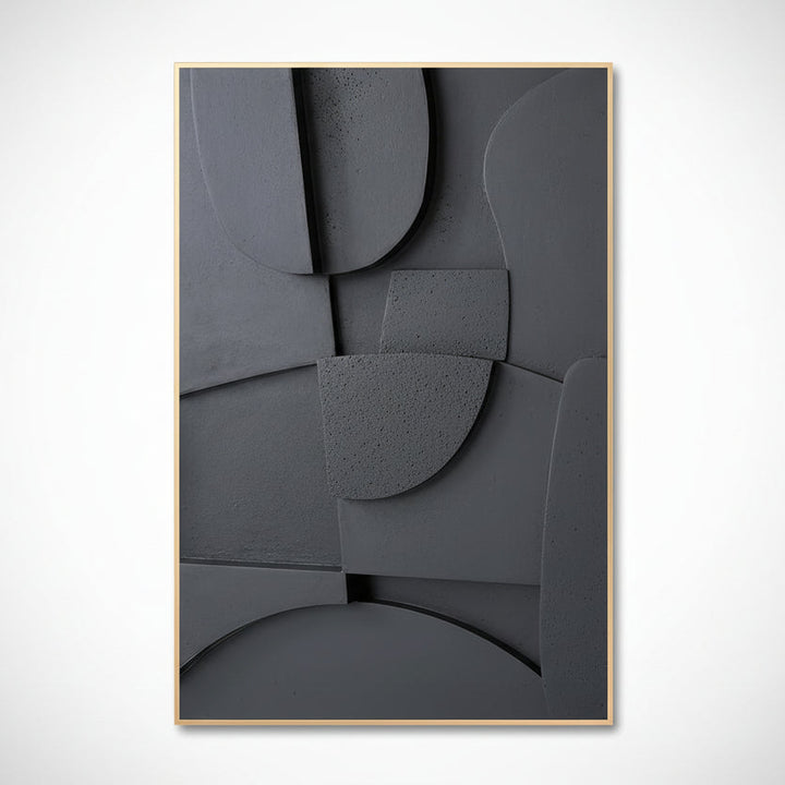 Abstract 2D Flat Poster Black Grey White Canvas Print Wall Art Modern Stone Effect Decor Painting for Bedroom Living Room Office