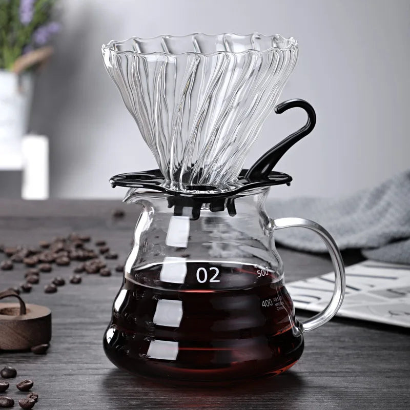 Heat Resistant Clear Glass Coffee Pot 360/600/800ml with Lid Pour over Espresso Maker Sharing Kettle Espresso Maker Accessories