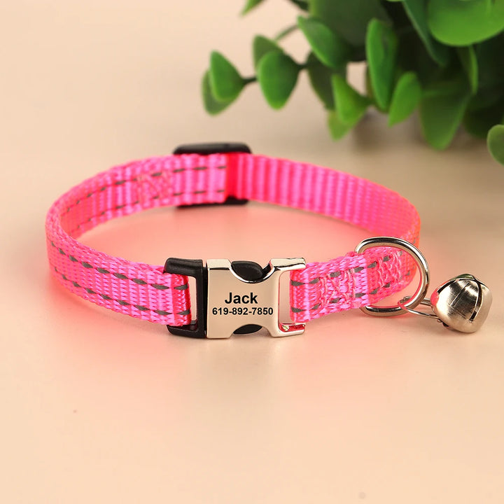 Personalized Cat Collar – Adjustable with Bell & Engraved ID Tag