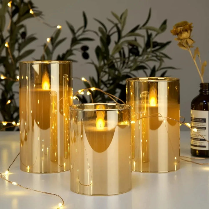 LED Acrylic Candle Set – Remote-Controlled Flameless Lights with Timer for Christmas & Weddings