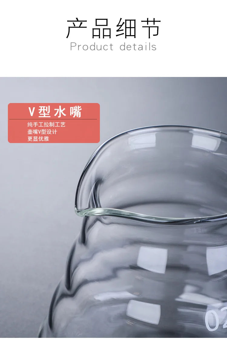 Heat Resistant Clear Glass Coffee Pot 360/600/800ml with Lid Pour over Espresso Maker Sharing Kettle Espresso Maker Accessories