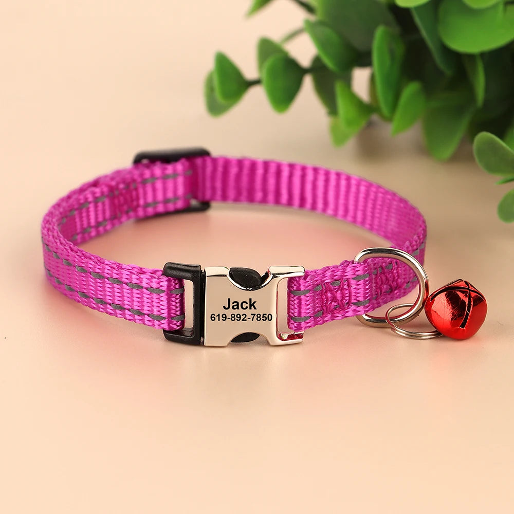 Personalized Cat Collar – Adjustable with Bell & Engraved ID Tag