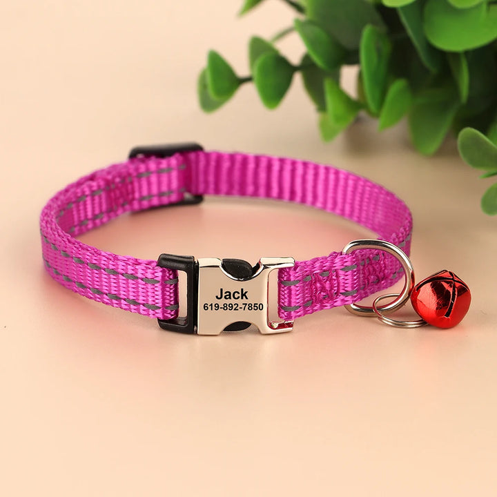 Personalized Cat Collar – Adjustable with Bell & Engraved ID Tag