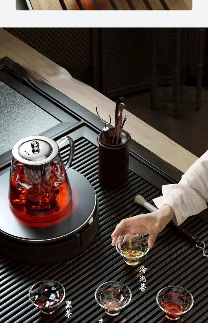 Heat Resistant Glass Teapot 401-500ml with Stainless Steel Tea Strainer Infuser Kung Fu Tea Set for Puer Oolong Flower Kettle