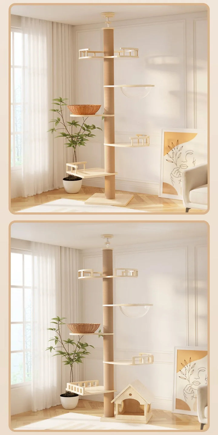 YXT Cat Tree – Floor-to-Ceiling Tower with Nest & Perch