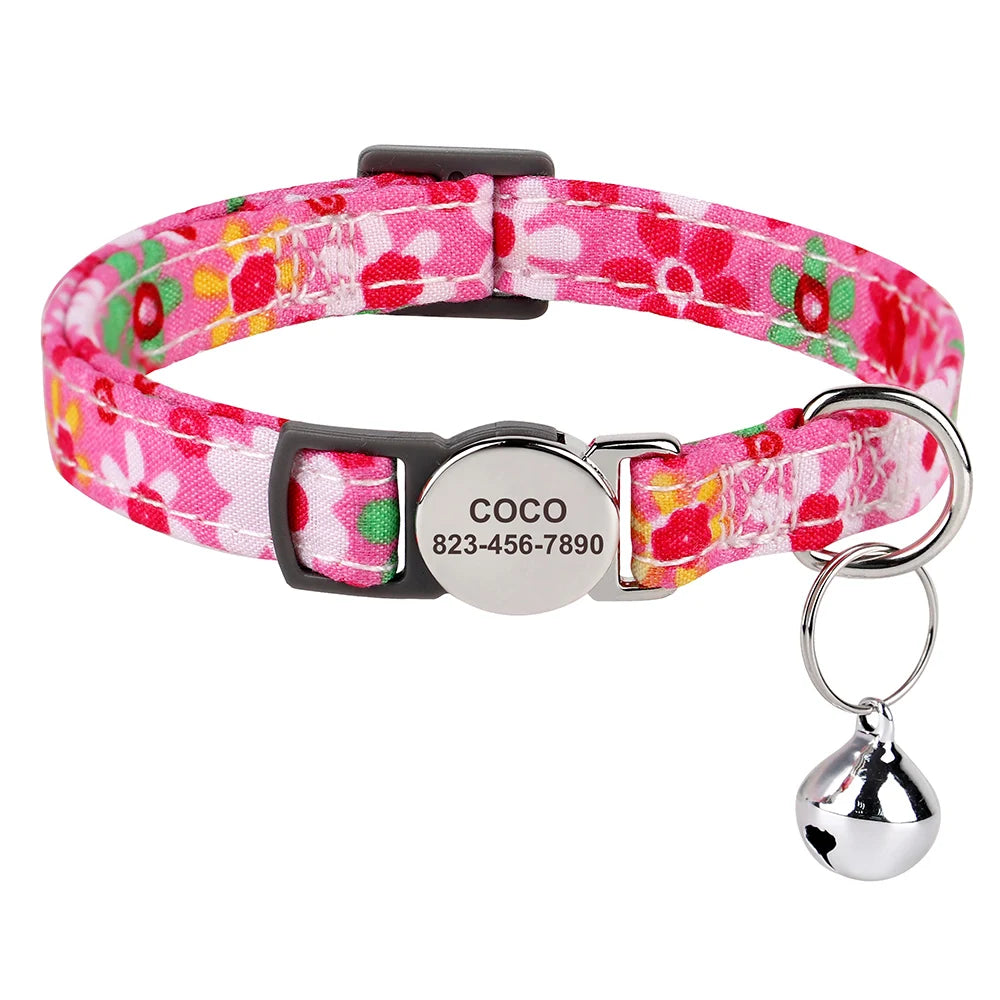 Personalized Cat Collar – Adjustable with Bell & Engraved ID Tag