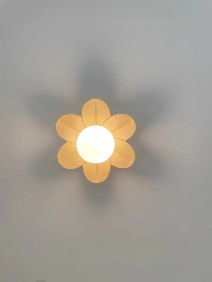 Petal Flower Wall Lamps for Children's Room Princess Bedroom Girl's Bedside Light Romantic LED Glass Flower Design Nursery Lighting