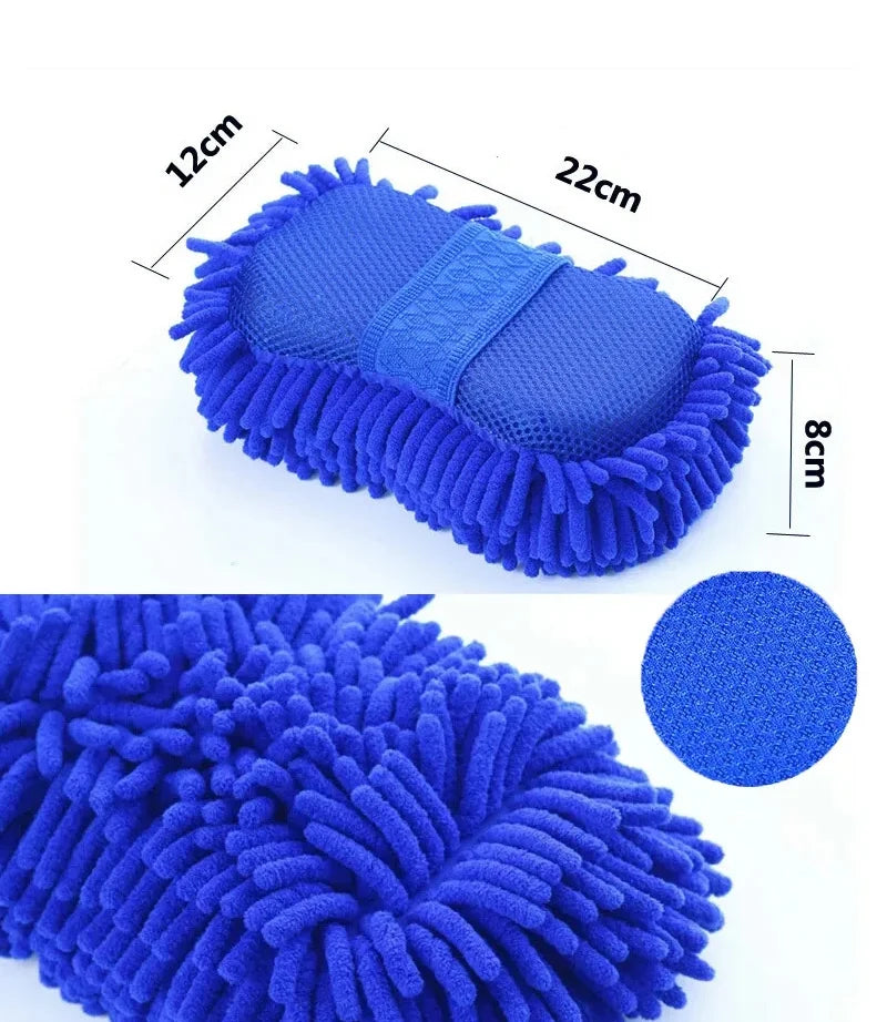 Microfiber Chenille Car Wash Gloves Scratch-Free Double-Sided Coral Velvet Sponge for Auto Cleaning Detailing Tool
