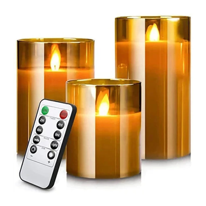 LED Acrylic Candle Set – Remote-Controlled Flameless Lights with Timer for Christmas & Weddings