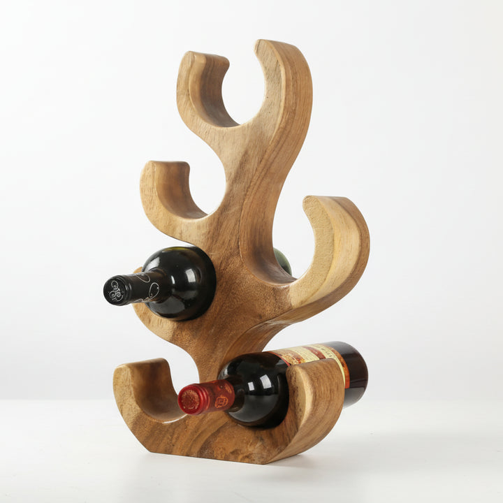 Sleek and Chic Looking Living Room Furniture Solid Wooden Tree Coral Shape Wine Racks Countertop
