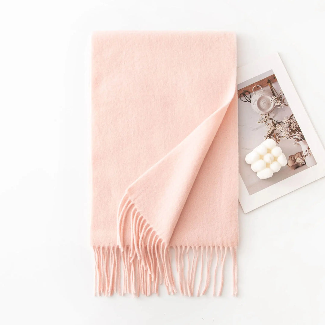 Ladies 100% Pure Wool Scarf Versatile Simple Design Warm Solid Color Shawl for Autumn Winter Commute