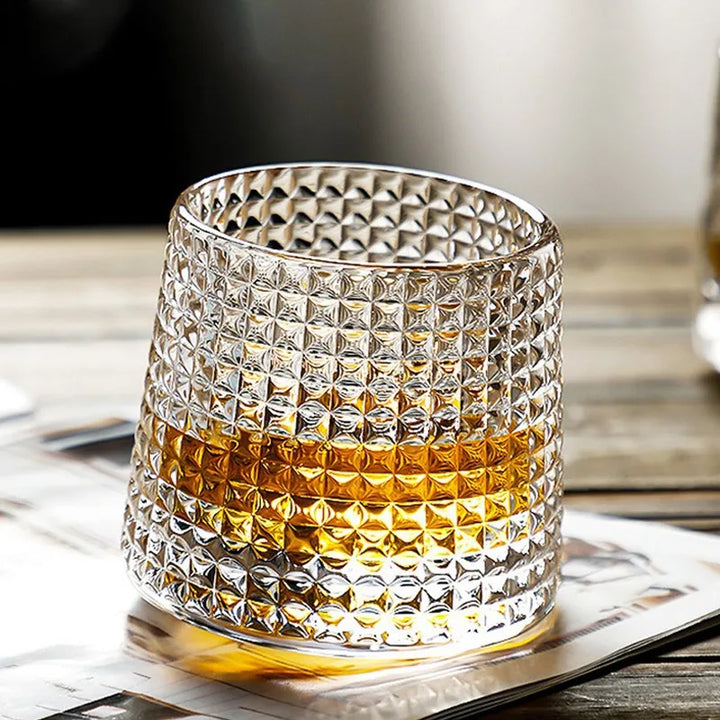 Thickened rotating crystal glass wine glass ins wind Nordic whisky glass creative personality foreign wine tumbler cup