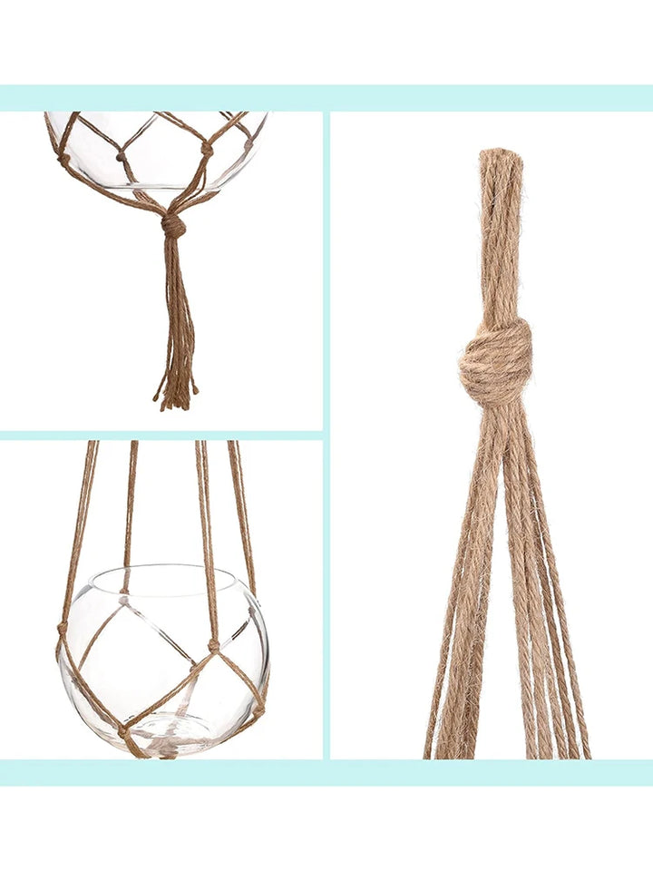 Hand-Woven Cotton Rope Plant Hanger – Indoor & Outdoor Boho Wall Decor