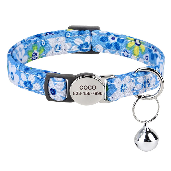 Personalized Cat Collar – Adjustable with Bell & Engraved ID Tag