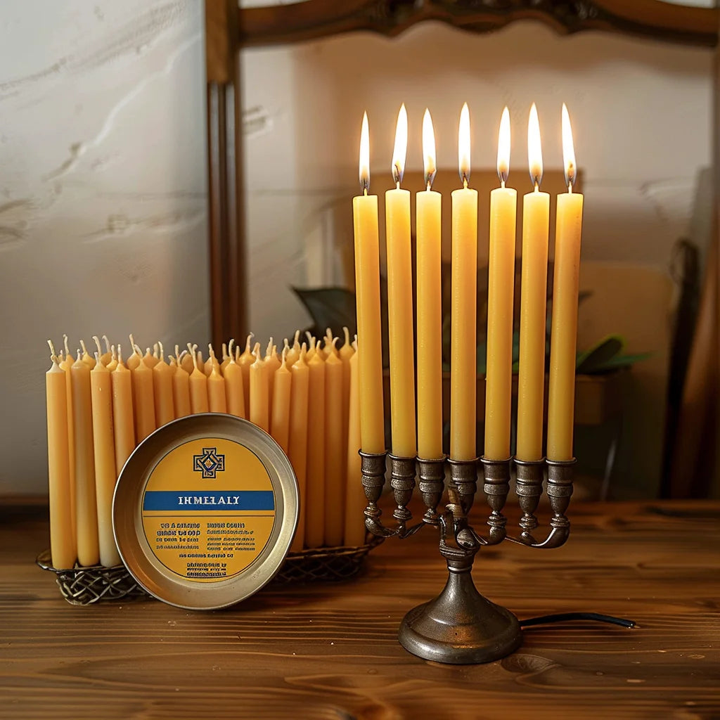 25PCS Natural Beeswax Hanukkah Candles – Thin Tapered, Unscented Honey Wax for Rituals & Celebrations