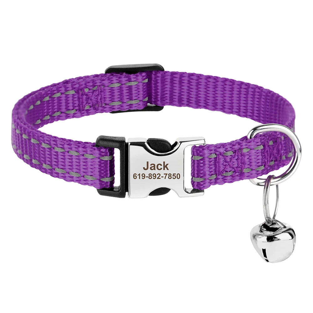 Personalized Cat Collar – Adjustable with Bell & Engraved ID Tag