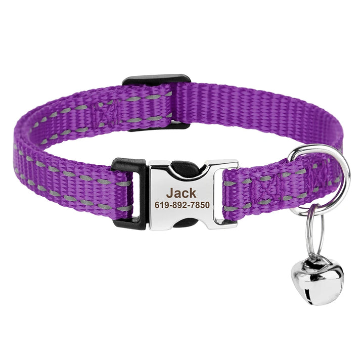 Personalized Cat Collar – Adjustable with Bell & Engraved ID Tag