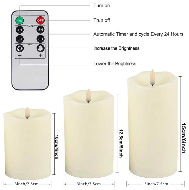 LED Acrylic Candle Set – Remote-Controlled Flameless Lights with Timer for Christmas & Weddings