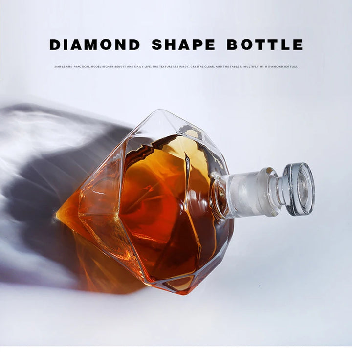 Diamond wine bottle set with wooden base