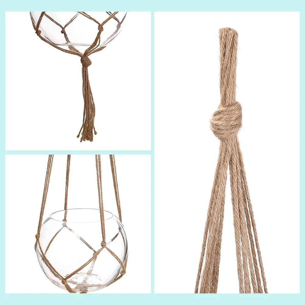 Hand-Woven Cotton Rope Plant Hanger – Indoor & Outdoor Boho Wall Decor